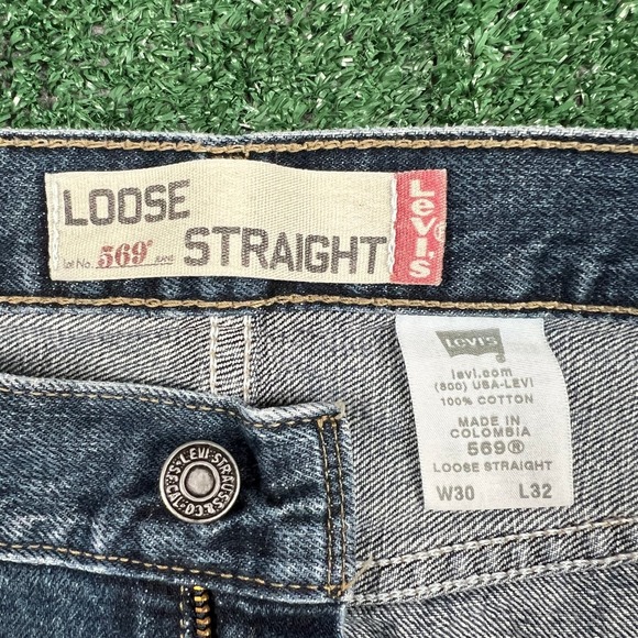 VTG Levi's 569 Loose Straight Jeans 31x30" Blue Baggy Red Tab Medium Wash Y2K - Picture 2 of 12